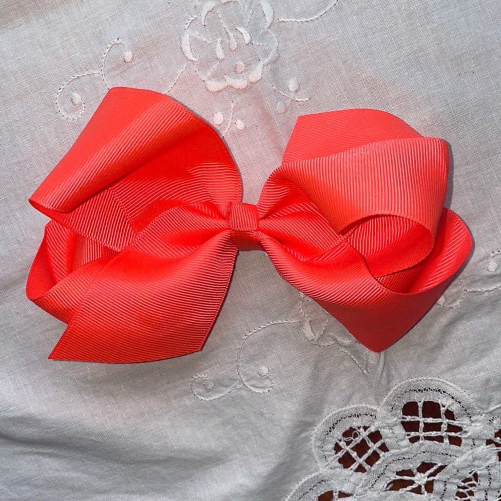 ⭐️ 3/$15 Girls Neon Orange Pink Salmon Boutique Hair Bow